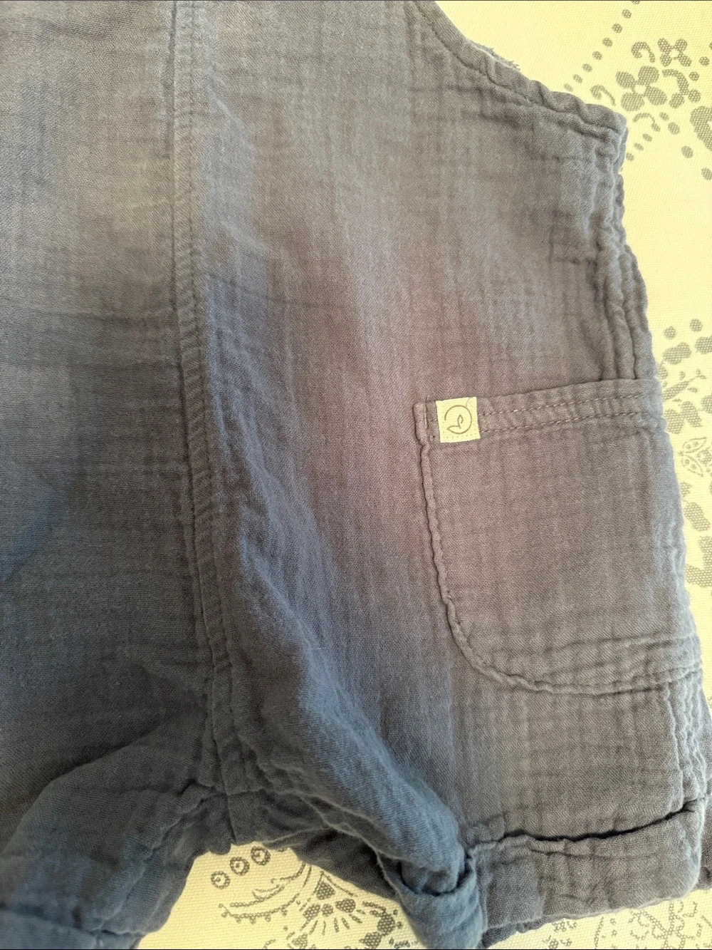 Toddler Navy Blue Cotton Overalls (Linen Inspired) - Size 18 Months